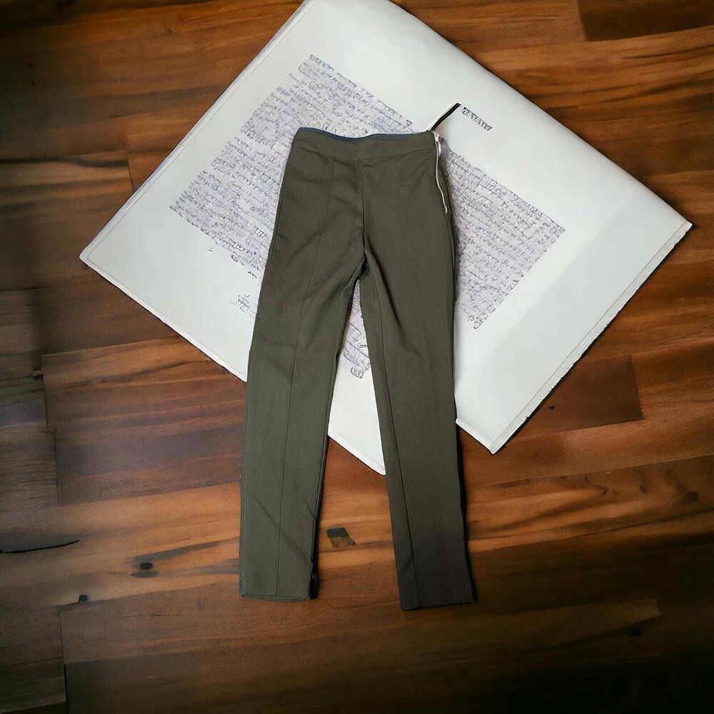 H&M Black Straight Skinny Dress Pants Exposed Side Zipper Size 6